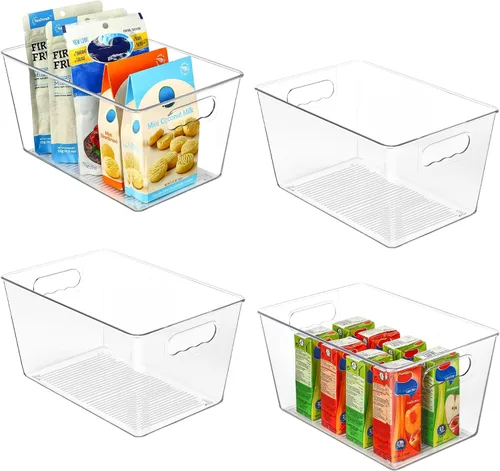 Miniatura 11 de Vtopmart - 2 unidades de contenedores de plástico transparente con asas para organizar y almacenar artículos y alimentos, ideales para cocina