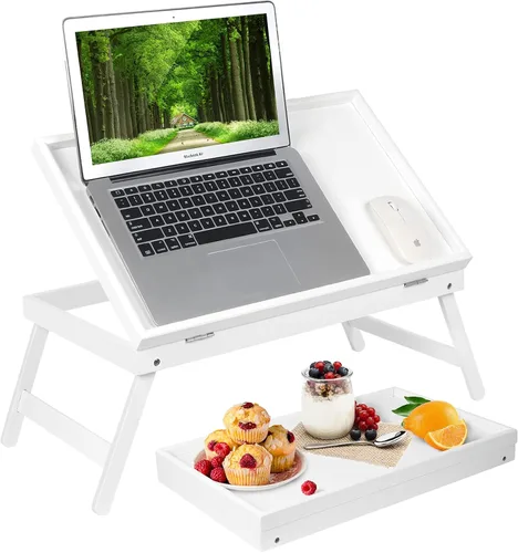 Miniatura 11 de Bandeja de cama para desayuno, bandeja de comida con patas plegables, bandeja de cocina para escritorios de regazo, portátil, computadora, sofá