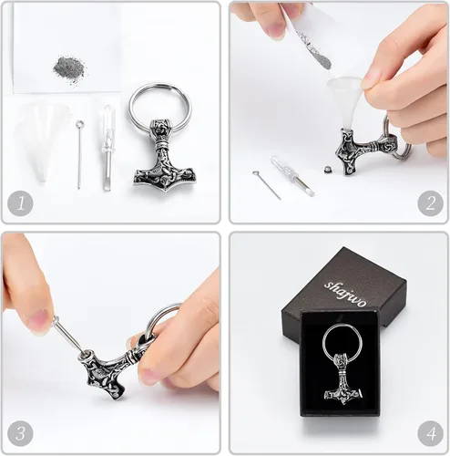 Miniatura 5 de shajwo Mjolnir Thors - Collar de urna de martillo para cenizas para hombres, celta, nórdico, vikingo, joyería de cremación para mujer, recuerdo