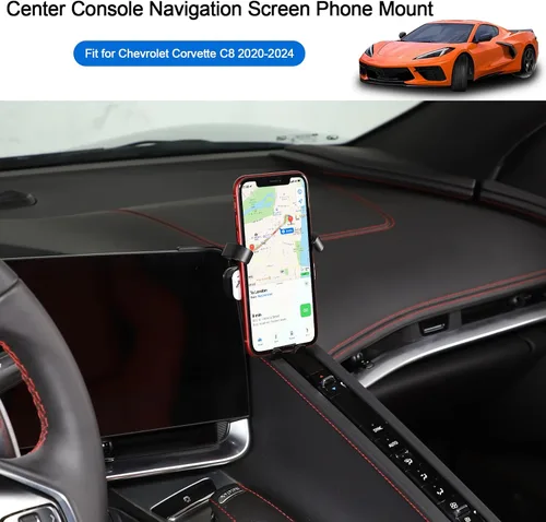 Miniatura 6 de Daeiclru Soporte de teléfono para automóvil compatible con Chevrolet Corvette C8 2020-2023, soporte para teléfono móvil para pantalla de navegación