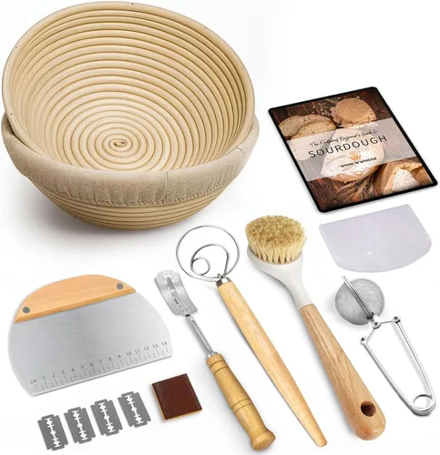 Cesta para fermentación de pan Banneton - Suministros para hornear pan de masa madre – Kit de inicio para masa madre – Cesta para fermentación de