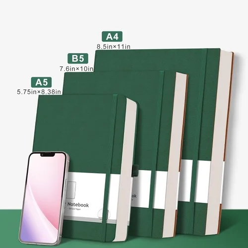 Miniatura 3 de AHGXG Diario de puntos con viñetas – Cuaderno de 320 páginas con cuadrícula de puntos B5, diario grande, papel punteado grueso de 100gsm, tapa Verde