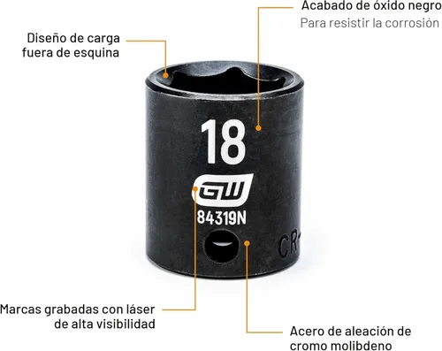 Miniatura 3 de GearWrench 84916N juego de llaves de impacto SAE/métrico 3/8 pulgadas (44 piezas)