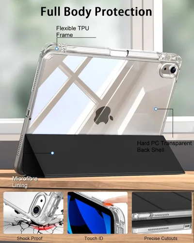 Miniatura 7 de Compatible con iPad (A16) de 11ª generación de 11 pulgadas 2025, funda para iPad de 10.9 pulgadas 2022, parte trasera transparente y cubierta