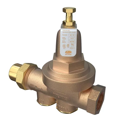 Miniatura 6 de Zurn Wilkins válvula de latón reductora de presión de agua de 3/4 de pulgada Modelo 34-600XL con válvula de revisión de paso y colador, Unión FNPT x