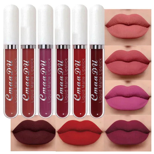 Miniatura 11 de evpct 1 Pieza Lápiz Labial Líquido Mate Malva Brillo Labial Conjunto Brillante para Mujeres Negras 24 Horas Rosa Lápiz Labial Sedoso Terciopelo