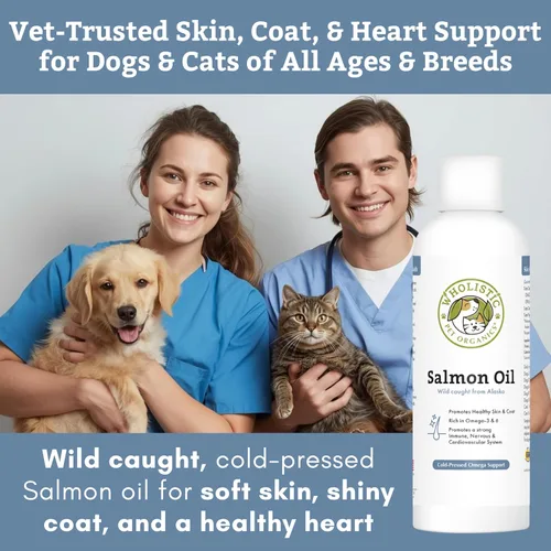 Miniatura 5 de Wholistic Pet Organics Aceite de salmón salvaje de Alaska para perros y gatos, aceite de pescado Omega 3 para perros y gatos, suplemento para piel