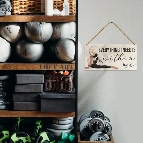 Miniatura 5 de Letrero decorativo de meditación, Everything I Need Is within Me, Yoga inspirador motivacional Mindfulness Home Gym Decoración de pared Arte de A10