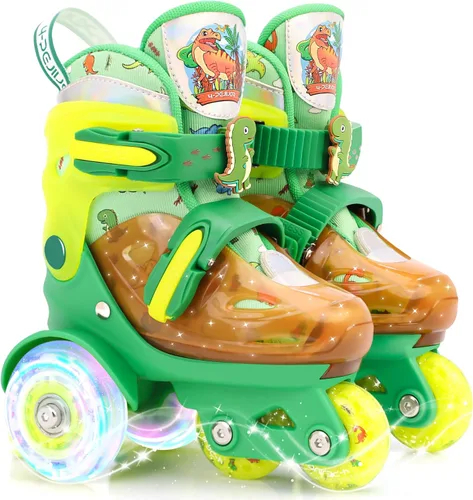Patines de ruedas ajustables para niños, niñas y señoras con ruedas que se iluminan con flash (edad 3-9), equilibrio de tres puntos, empaque de caja