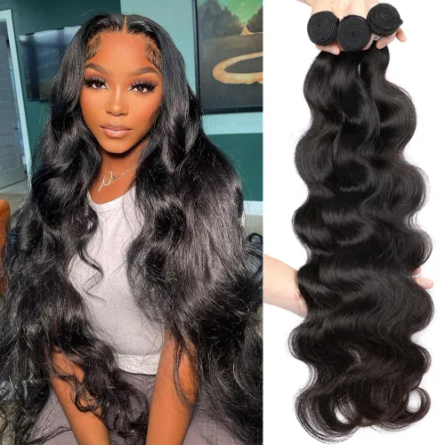 Miniatura 14 de Paquetes con extensiones de cabello ondulado con cierre (10 12 14+10, parte libre) cierre de encaje 4×4 con 3 paquetes 100% cabello humano virgen