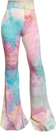 Miniatura 44 de ShopMyTrend - Pantalones de yoga largos con piernas anchas y acampanadas estilo palazzo, con cintura alta, para mujer
