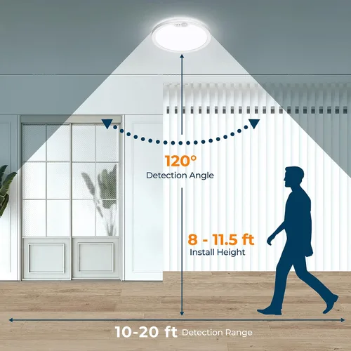Miniatura 3 de BLNAN Lámpara de techo con sensor de movimiento con cable, 8.7 pulgadas, 3000 K, 4000 K, 5000 K, seleccionable, lámpara LED de montaje empotrado