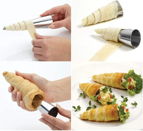 Miniatura 2 de Joyeee Paquete de 30 moldes antiadherentes grandes para cuerno crema, acero inoxidable de 5 pulgadas para cocinar pasteles daneses, forma de #76