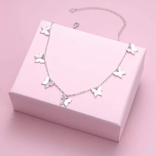 Miniatura 4 de Gargantilla ajustable de plata de ley S925 con colgante, joyería para mujeres y niñas.