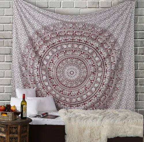 Miniatura 23 de RAJRANG - Tapiz de mandala indio para colgar en la pared, diseño hippie, de elefante, playa, decoración de dormitorio universitario, bohemio, boho.