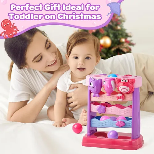 Miniatura 11 de V-Opitos Juguetes musicales para niños de 1 y 2 años, juguetes interactivos de alimentación con pelota, juguetes educativos Montessori, regalos