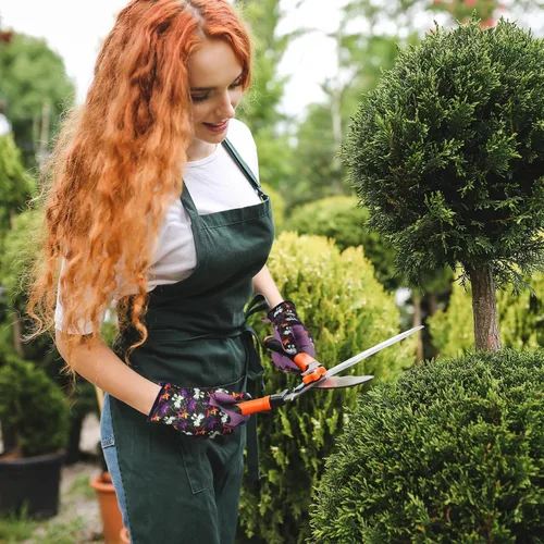 Miniatura 5 de Bamllum Guantes de cuero para jardinería para mujer, guantes de trabajo para deshierbe, excavación, plantación, rastrillo y poda