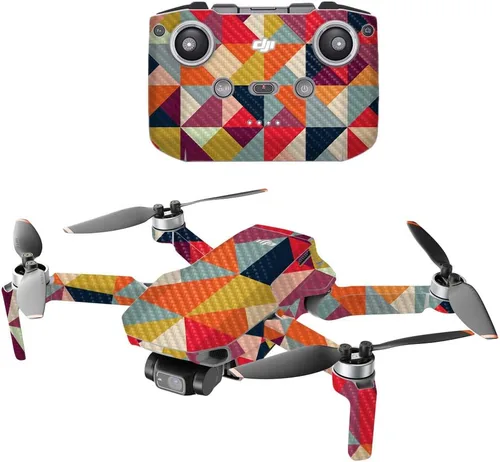 Miniatura 17 de MightySkins - Drone portátil de fibra de carbono compatible con DJI Mini 2, negro abstracto, acabado de fibra de carbono texturizado protector