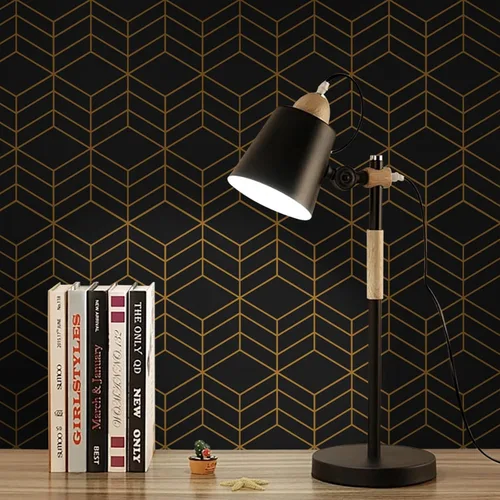 Miniatura 5 de LiKiLiKi Papel tapiz autoadhesivo negro y dorado, diseño geométrico moderno, 17.3 x 118 pulgadas, vinilo decorativo extraíble para cajones