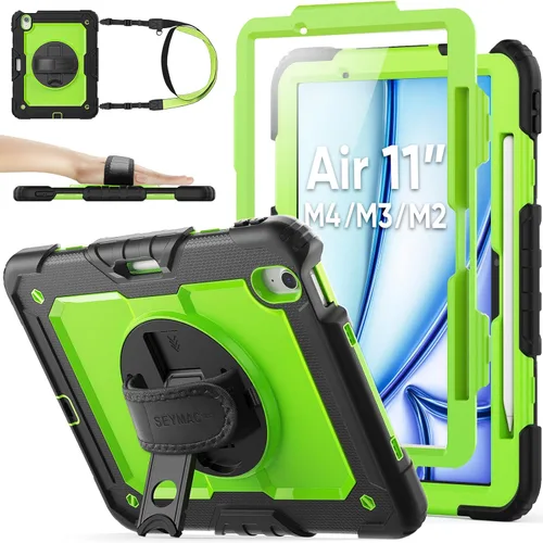 Miniatura 13 de SEYMAC stock Funda protectora para iPad Air de 11 pulgadas M3 2025/M2 2024 (Air 7ª/6ª generación), funda resistente con protector de pantalla