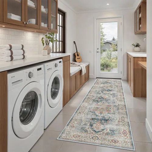 Miniatura 220 de Madane Tapete lavable de 2 x 10 pies para pasillo, cocina, recibidor, clásico, suave, antideslizante para interiores, casa de campo, baño, sala