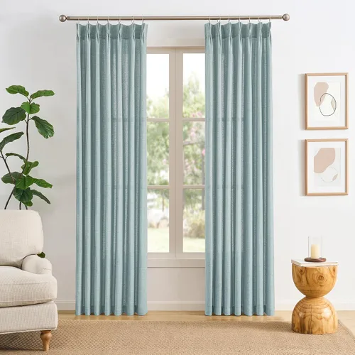 Miniatura 16 de RAIN CITY - Juego de 2 cortinas de 45 pulgadas de largo con plisado con pellizco, cortinas semitraslúcidas para dormitorio, cuarto de bebé