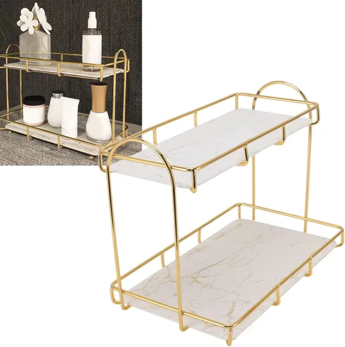 Miniatura 6 de Organizador debajo del fregadero, organizador de baño, estante de almacenamiento de cosméticos de gran capacidad de 2 niveles, estante