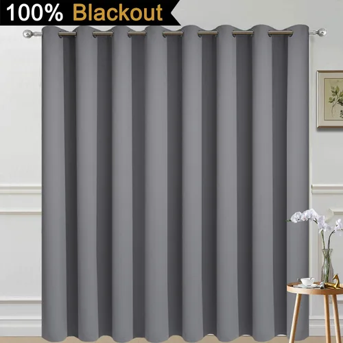 Miniatura 2 de Yakamok - Cortinas 100% opacas con aislamiento térmico, con ojales, barrera reductora de ruido para puerta corrediza, 2 capas gruesas, bloqueo