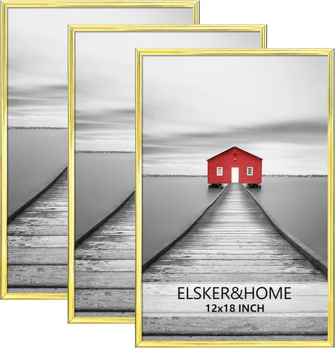 Miniatura 37 de ELSKER&HOME 18x24 Marco para Póster 3 Pack, Marco Plateado para Montaje Horizontal o Vertical en la Pared, Resistente y a Prueba de Arañazos