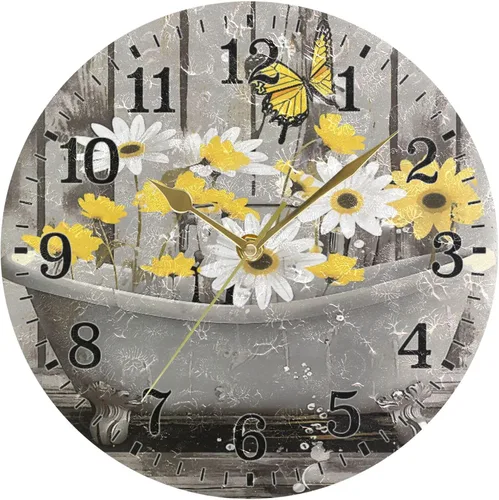 Miniatura 73 de JUNZAN Reloj de bañera con vino romántico espumoso y velas, reloj de pared silencioso de 10 pulgadas, pequeño reloj redondo, decoración de cocina