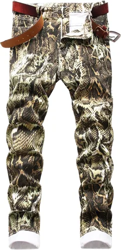 Miniatura 109 de Baylvn - Pantalones de mezclilla entallados y estampados para hombre con corte recto