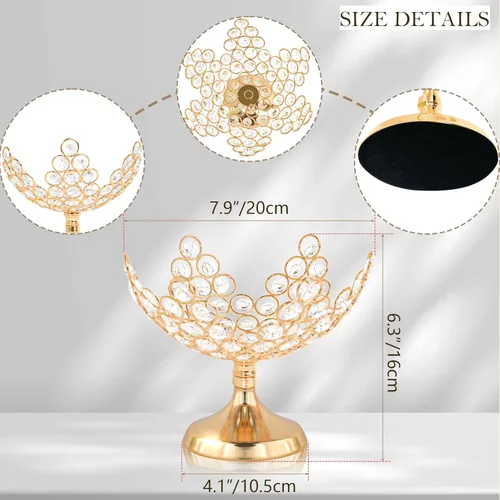 Miniatura 7 de 2 cuencos florales de cristal para caramelos/plato de frutas decorativo, elegante centro de mesa de marco de metal, plato de frutas y bandeja