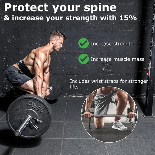 Miniatura 2 de Vikingstrength Cinturón de levantamiento de pesas de alta calidad con correas de elevación, cinturón de levantamiento de pesas para gimnasio