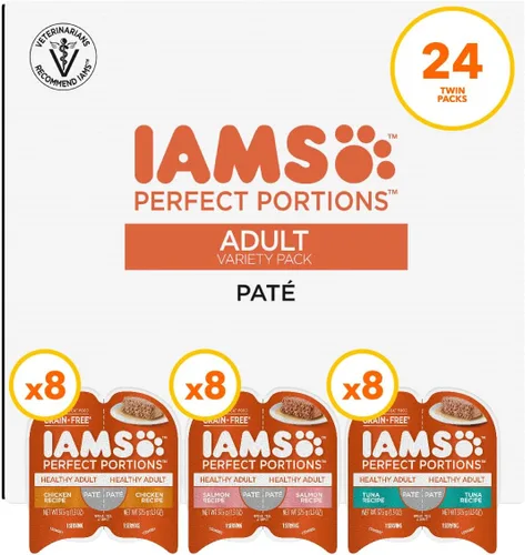 Miniatura 15 de IAMS porciones perfectas - cortes en salsas y patés, alimentos húmedos para gatos adultos sin granos (24 paquetes dobles)., Pate