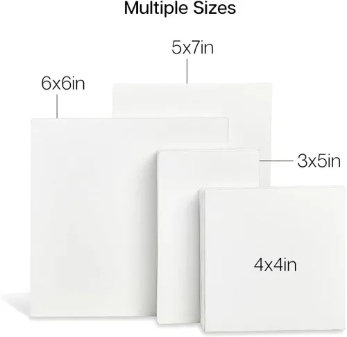 Miniatura 2 de KINGART 833-28 Paneles de lienzo estirados, 100% algodón, triple imprimado, para acrílico, óleo y medios mixtos, blanco, mini surtido, paquete de 28