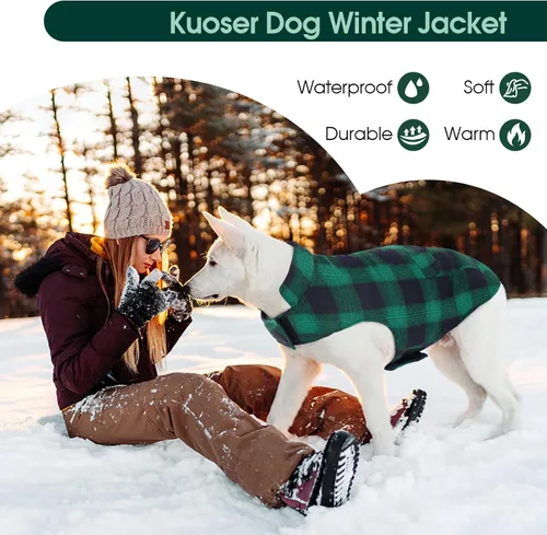 Miniatura 7 de Kuoser - Abrigo de invierno para perro, chaqueta reversible, abrigo cálido de estilo británico, de clima frío, ropa resistente al viento, chaleco