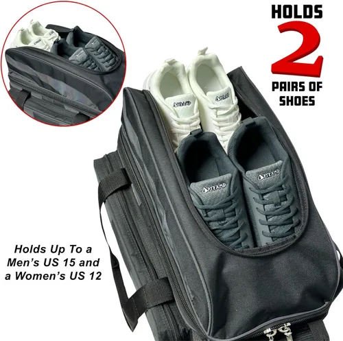 Miniatura 4 de Pyramid Bolsa de Bolos Deluxe de Doble Rodillo para 2 Bolas con Gran Compartimento Separado para Zapatos (Hasta 2 Pares de Zapatos) y Bolsillos
