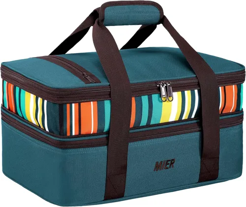Miniatura 16 de MIER - Porta ollas doble aislada térmica para comidas, bolsa de almuerzo para fiestas de comida, pícnic, playa, se adapta a cacerola de 9 x 13