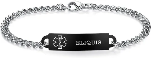 Miniatura 108 de Pulseras de identificación de alerta médica de 6.5 "-8.5" para mujeres, pulseras de emergencia médica de acero inoxidable, grabado gratuito