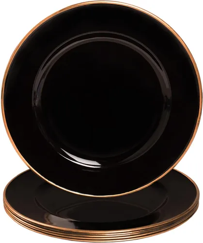 Miniatura 11 de MAONAME Juego de 6 platos base negros de 13", platos base redondos para platos de cena, platos base de plástico, platos base para mesa de boda