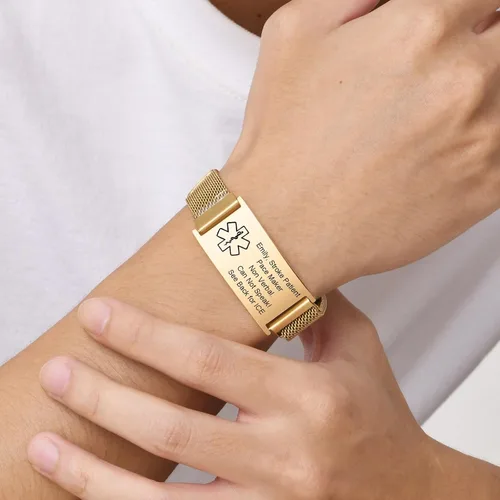 Miniatura 36 de VNOX Pulsera de identificación de alerta médica para hombres y mujeres, pulseras de alerta médica con grabado personalizado para mujeres y hombres