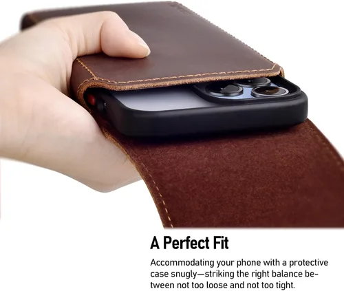 Miniatura 3 de ykooe Funda de cuero genuino para teléfono compatible con iPhone 17, 16, 15, 14, 13, 12 y modelos Pro, Galaxy S25 S24 S23 S22, clip para cinturón