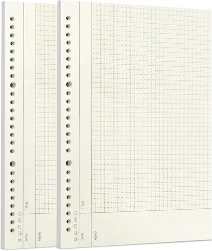 Miniatura 52 de Zelten 1 paquete A5 de 80 hojas/160 páginas 4 en 1 rayado cuadrado punteado en blanco hojas sueltas perforadas papel de repuesto de papel