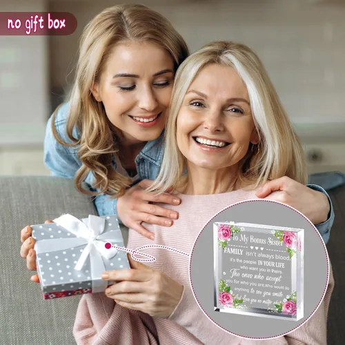 Miniatura 6 de My Bonus Sister Gifts - Regalo para hermana, recuerdo de corazón y pisapapeles de parte de hermana hermano, acrílico transparente, regalo