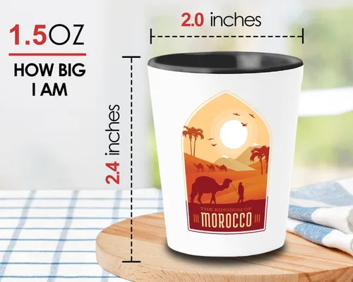 Miniatura 5 de Bubble Hugs Vaso de chupito de Marruecos 1.5Oz - El K de Marruecos - Camel Sahara Desert Tourist Souvenir Travel África Arabian