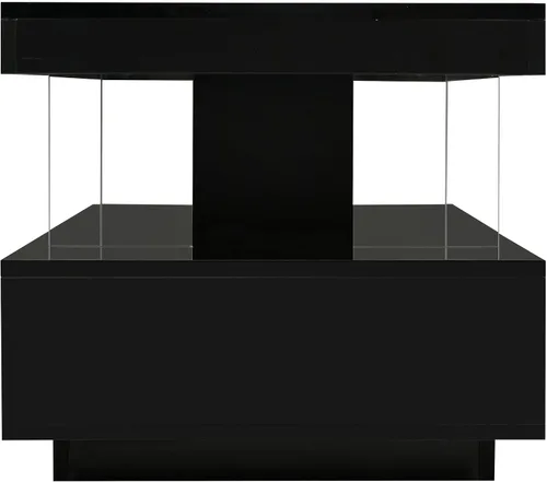 Miniatura 7 de Mesa de centro moderna LED con cajones de almacenamiento y estantes de exhibición de 2 capas, mesa central rectangular de 51 pulgadas, mesa