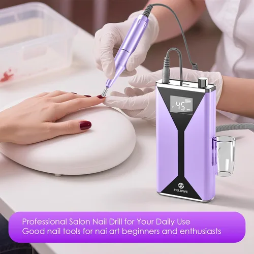 Miniatura 6 de Taladro de uñas eléctrico profesional de 45000 RPM (portátil y recargable) (con 11 brocas), máquina de lima de uñas inalámbrica para dar