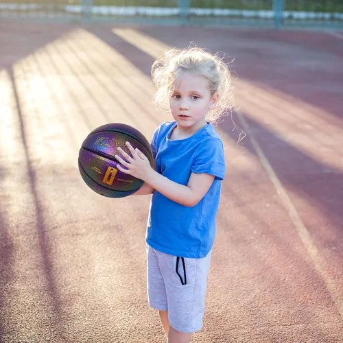 Miniatura 4 de KUYOTQ Kids Youth Women Basketball - Shiny Purple Leather Size 3/4/5/6 - 22/25.5/27.5/28.5" Dazzle Textured Basketball for Boys and Girls
