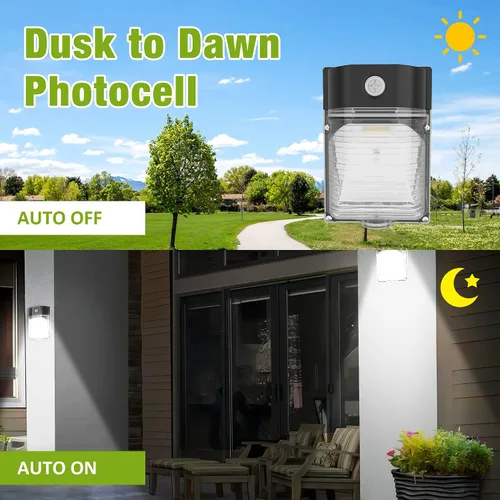 Miniatura 3 de YXL Paquete de 4 luces LED de pared de 30 W y 3600 lm con fotocélula del atardecer al amanecer, AC100-277V 5000K, luces LED para exteriores, IP65