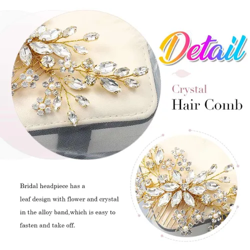 Miniatura 5 de Catery Peine de pelo de boda de cristal de flores Accesorios para el cabello con perlas de novia de novia Peines laterales tocados para mujeres
